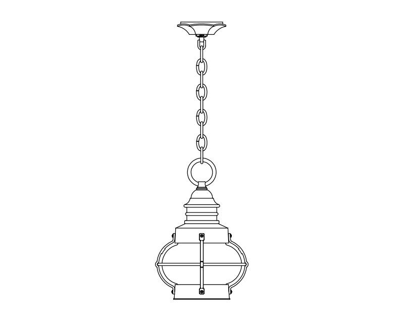 Bridgewater, Small, aluminum, Ceiling Mount, chain, Clear glass, (1) 60W INC, 120V